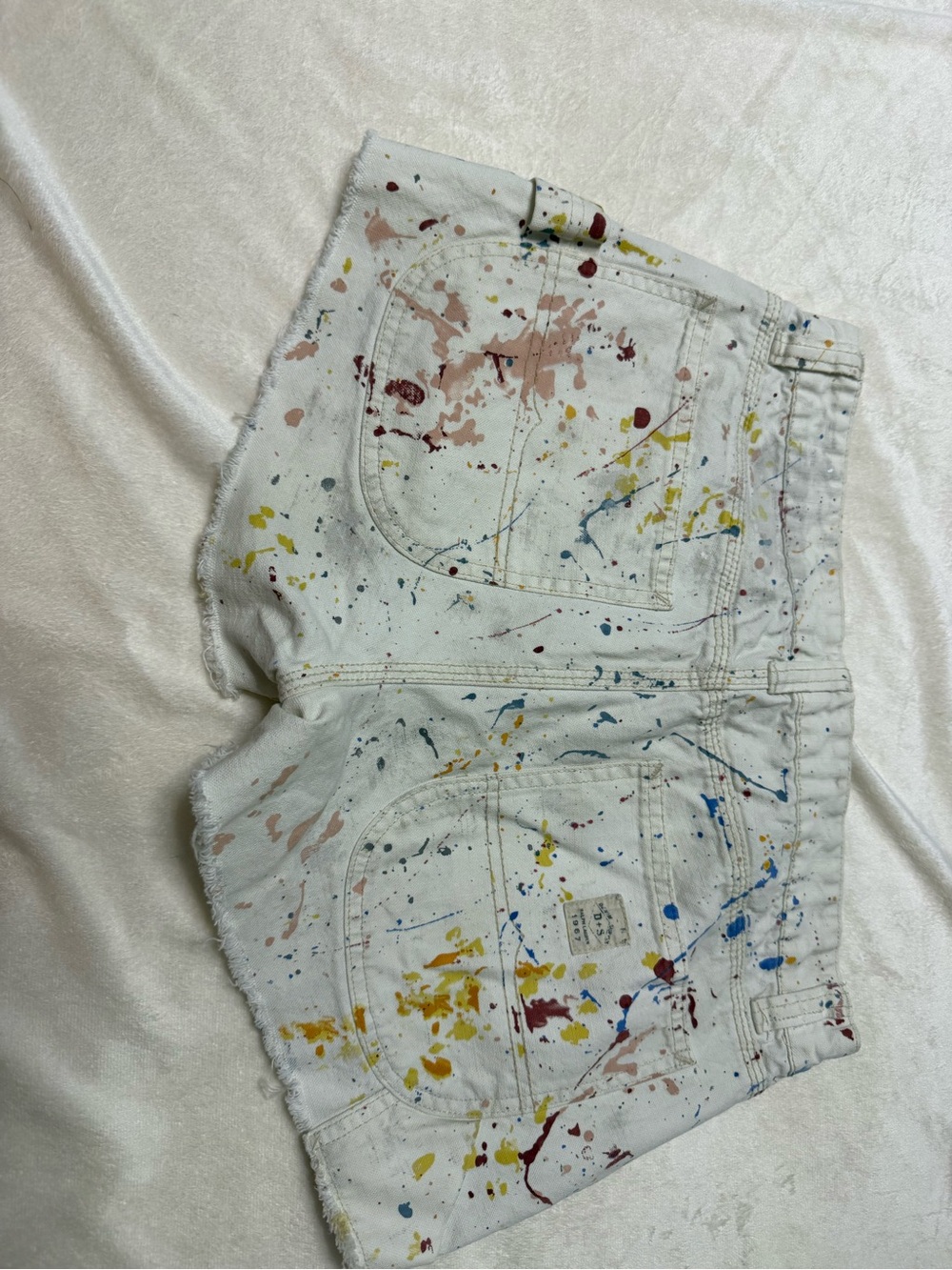 Ralph Lauren White Paint-Splatter Denim Shorts